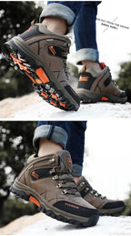 Mandotos International men's winter snow boots, waterproof leather, warm hiking and work shoes in size 39-47, outdoor footwear.