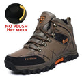 Mandotos waterproof men's winter snow boots with leather exterior, outdoor hiking and work shoe, size 39-47, super warm and durable.