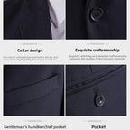 Mandotos International men's casual two-piece cotton suit with double cuffs, suitable for office and business wear in spring, summer, and autumn.