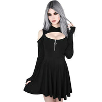 Mandotos International chic hooded zip dress line featuring a stylish hood, full-length zipper, and modern design.