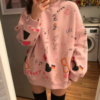 Chic loose women's thick long sleeve sweatshirt dress by MANDOTOS INTERNATIONAL, soft fabric, relaxed fit, knee-length style