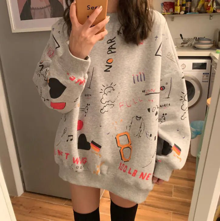 Mandotos International chic loose women's thick long-sleeve sweatshirt dress, comfortable and stylish for casual wear.