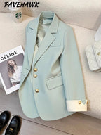 Mandotos International women’s blazer coat with stand collar, elegant office outwear, tailored fit, stylish and professional appearance