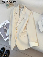 Mandotos International women's blazer coat with stand collar, elegant office outerwear, tailored fit, stylish and professional appearance