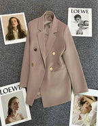 Mandotos International women's blazer coat with a chic stand collar, elegant office outwear, tailored for a sophisticated look.