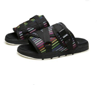 Chic unisex beach slides by MANDOTOS INTERNATIONAL featuring comfortable slip-on design and stylish casual footwear.