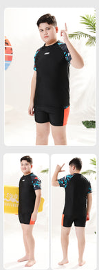 Mandotos International boys' swim trunks, 2026 new model, two-piece hot spring swimwear for older kids and youth, colorful and stylish.