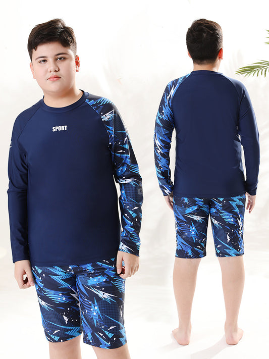 Children's boys' two-piece swim trunks from Mandotos International, sun-protective swimwear, 2026 new model for hot spring swimming.