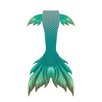Shiny mermaid tails swimsuit by MANDOTOS INTERNATIONAL featuring a vibrant, metallic mermaid skin design for swimming fun.