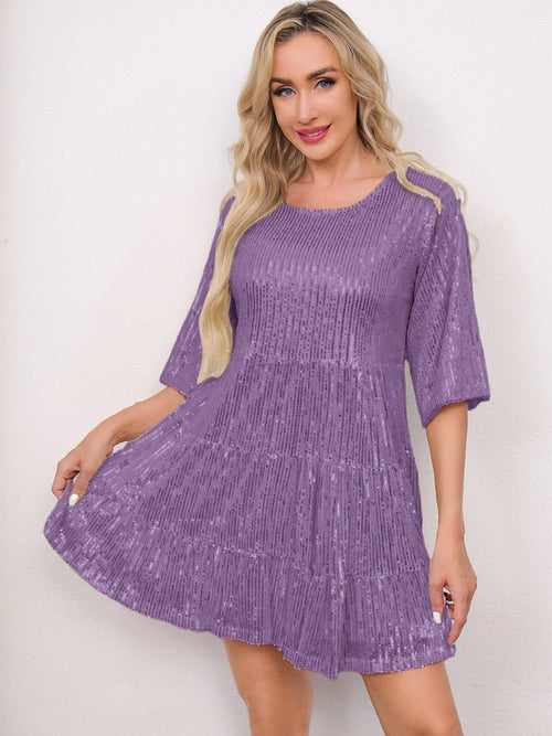 Mandotos International cross-border fashion sequined dress featuring Europe and US style, with shimmering details and elegant design.
