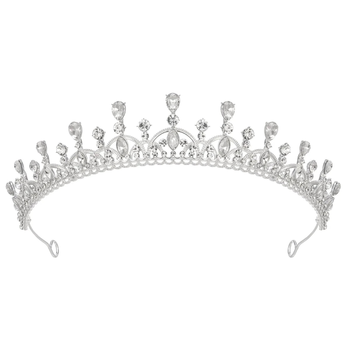 Mandotos International CrownAura Crystal Princess Tiara featuring sparkling rhinestones and a delicate elegant design for special occasions.