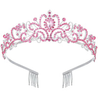 Crystal Queen Rhinestone Tiara with combs by MANDOTOS INTERNATIONAL, featuring sparkling rhinestones and elegant design.