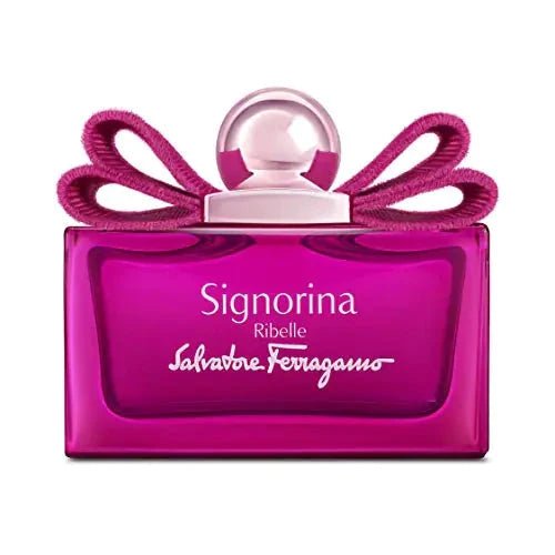 Ferragamo Ribelle Femme EDP 3.4 oz bottle with sleek design, showcasing the elegant fragrance packaging by MANDOTOS INTERNATIONAL