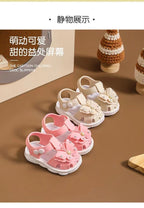 Girls' summer sandals by MANDOTOS INTERNATIONAL, soft sole, non-slip infant beach shoes with princess design for little girls.