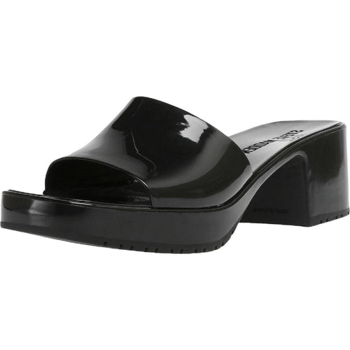 Mandotos International Harlin Jelly Chunky Heel Sandal featuring clear jelly straps and a sturdy chunky heel.