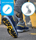 Mandotos men's winter safety boots with steel toe cap, plush lining, puncture-proof sole, ideal for work and cold weather protection.