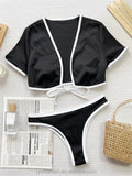 Mandotos International hot micro girl two-piece racing bikini with crop top and short sleeves, perfect for swimwear competitions.