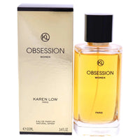 Karen Low KL Allure women’s 3.4 oz EDP spray by Mandotos International, featuring a sleek perfume bottle with elegant design.