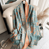 Mandotos International LuxeBreeze UV scarf in soft fabric, featuring stylish design and sun protection qualities.