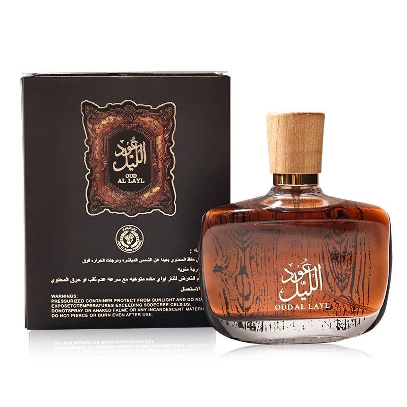 Luxury Arabian Musk Oud and Cedarwood men's Eau De Toilette by MANDOTOS INTERNATIONAL, showcasing the elegant fragrance bottle.