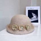 Luxury hemp yarn beret with Australian wool felt, women's versatile bow top hat by MANDOTOS INTERNATIONAL, stylish and cozy accessory