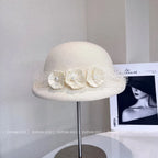 Luxury hemp yarn beret with Australian wool felt, women's versatile bow top hat, stylish and cozy accessory from MANDOTOS INTERNATIONAL.