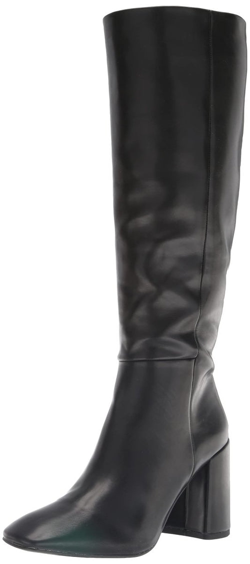 Black Madden Girl William knee-high boots by MANDOTOS INTERNATIONAL, featuring a sleek design and sturdy heel.