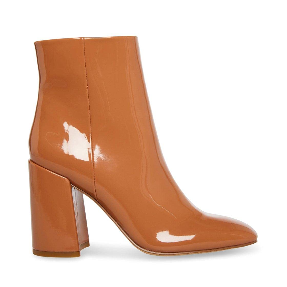 Madden Girl women's caramel WHILE bootie in size 7.5, featuring stylish design and ankle-high silhouette.