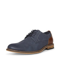 Madden Men's M-Allou Navy Oxford shoes by Mandotos International, close-up of classic navy leather dress shoes.