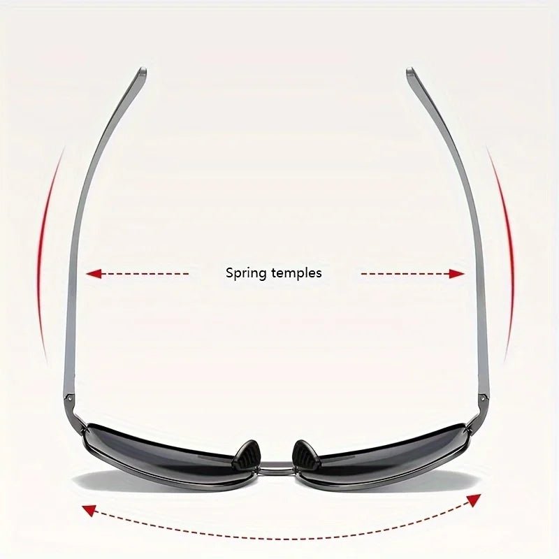 Men's black metal framed sunglasses with TAC lenses, stylish daily wear suitable for day and night driving by MANDOTOS INTERNATIONAL.