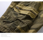 Men's camo street outdoor stretch tooling shorts by Mandotos International, featuring a relaxed fit and rugged camouflage pattern.