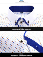 Men's slim-fit printed long-sleeve business shirt by Mandotos International, featuring a modern design and tailored fit.