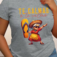 Women's Mexican Mama print T-shirt by MANDOTOS INTERNATIONAL, casual short sleeves, round neck, polyester knit fabric, regular fit.
