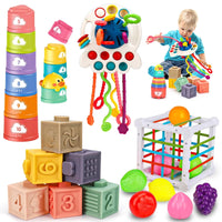 Mandotos International Montessori infant development toy set for 6-12 months, colorful educational toys for early learning.
