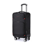 Mandotos International Oxford unisex travel bag with large zipper canvas luggage, secure lock, and spacious storage for travel.