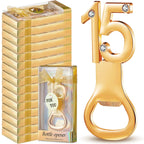Set of 36 gold bottle openers with rhinestone decorations, perfect for QuinceGold 15th birthday party favors by MANDOTOS INTERNATIONAL.
