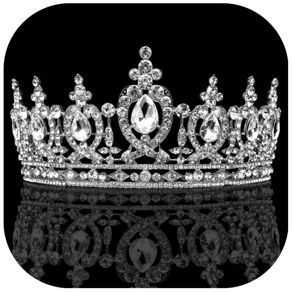 Mandotos International Regalia Crest Rhinestone Tiara with sparkling crystal embellishments, elegant headpiece for special occasions