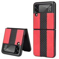 Samsung Z Flip 3 5G leather folding case by MANDOTOS INTERNATIONAL, showcasing the sleek black leather exterior and foldable design.