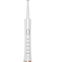 Mandotos International sonic bamboo toothbrush sanitizer and rechargeable travel electric toothbrush for adults, with sleek design and compact size.