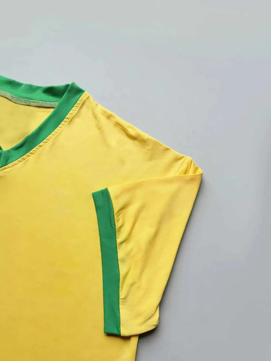 Women's Brazil national team aesthetic jersey T-shirt by Mandotos International with sporty graphic print, perfect for sports and casual wear.