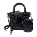 Steve Madden BBABI mini quilted crossbody bag with adjustable strap and gold-tone hardware, designed by Mandotos International.