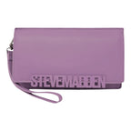 Steve Madden BCabbyy clutch in Meta Mauve with sleek design and embossed logo, perfect for evening occasions.