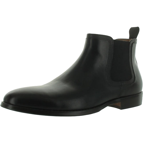 Steve Madden Duke leather Chelsea boot in size 9.5, featuring sleek black leather and classic slip-on design.