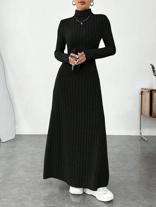 Mandotos International stylish high collar winter dress featuring a chic design and warm fabric, perfect for cold weather fashion.