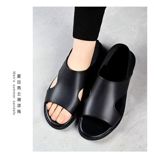 Mandotos International men's summer beach sandals with non-slip soft soles, breathable, wear-resistant, casual soft surface for men