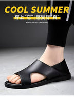 Mandotos International men's summer beach sandals with non-slip soft soles, breathable, wear-resistant casual footwear.