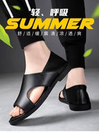 Mandotos International men's summer beach sandals with non-slip soles, soft surface, breathable, and wear-resistant casual footwear.