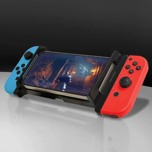 Mandotos International SwitchCon Mobile Gaming Mount attached to a gaming console for handheld gaming setup.