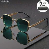 Trendy unique reflective punk sunglasses by MANDOTOS INTERNATIONAL, unisex design with case, ideal for outdoor travel, driving, and beach.