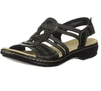 Trendy women's beach sandals by MANDOTOS INTERNATIONAL with colorful straps and comfortable flat sole, perfect for summer outings.